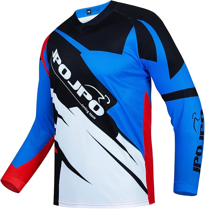 JPOJPO Men's Mountain Bike Jersey Long Sleeve MTB Off-Road Racing Downhill Motocross Shirts Quick Dry&Moisture-Wicking Tops