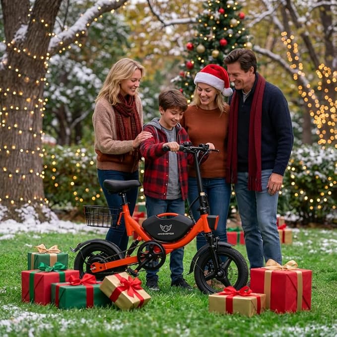Electric Bike with Basket, 14" Folding Ebike 22 MPH, 35 Miles Range, Dual Suspension, 715W Peak Brushless Motor with 30° Uphill, Adjustable Seat, Commuter Electric Bicycle for Adults 330LBS Load
