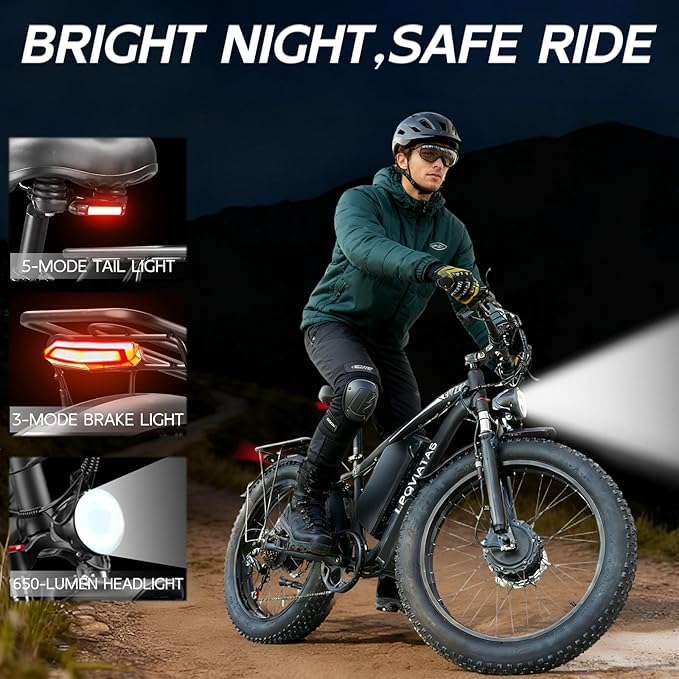 9000W Peak AWD-Ebike-Dual-Motor-Electric-Bike for Adults-Men, 52V 1768Wh Dual-Motor-Ebike 42-46M PH-Hunting-Ebike Long Range Dirtbike, 24"*4.0" Fat-Tire-Electric-Bicycle Mountain Bike Snow