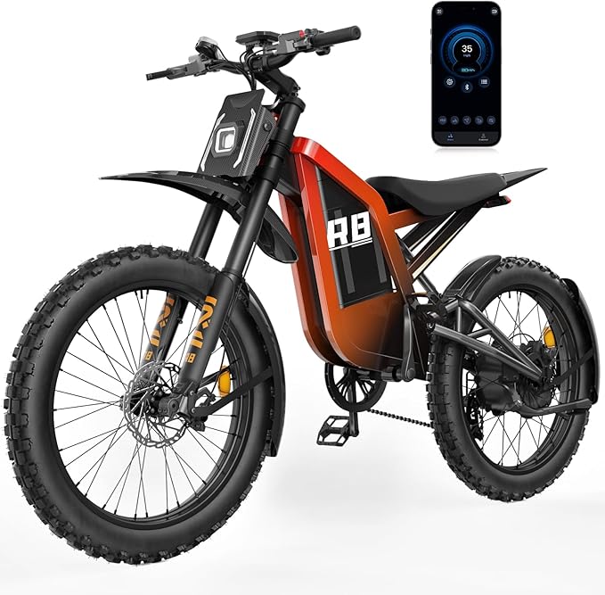 Electric Dirt Bike for Adults, 𝟰𝟬𝟬𝟬𝗪/𝟮𝟬𝟬𝟬𝗪 𝗣𝗲𝗮𝗸 27AH/18.2Ah Off-Road Motorcycle, 35MPH 65+ Mile Range, 19" Fat Tire, Hydraulic Brakes, APP & NFC Control