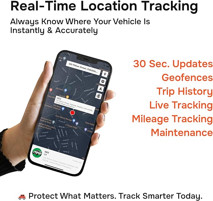Wired GPS Tracker for Vehicles, No Subscription with Real-Time Location, Easy Install, Speeding Monitoring, Route History, Geofence, for Fleets & Families, USA, Moto Watchdog