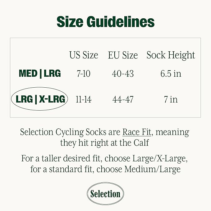 Selection Cycling Socks - Men’s Road Bike Crew, Compression Fit, Breathable Moisture‑Wicking, Quick‑Dry, Arch Support