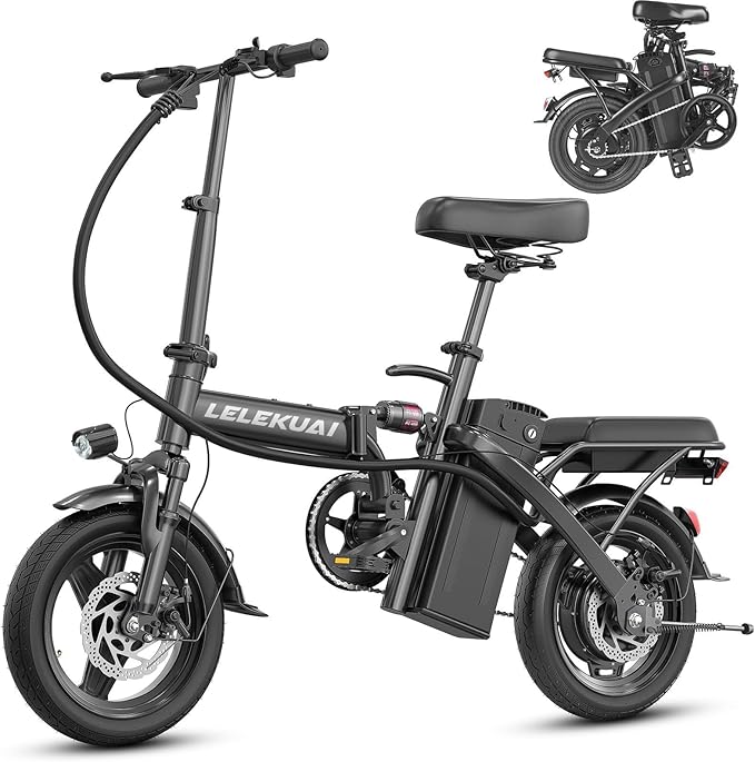 Electric Bike for Adults and Teens, Folding Ebike,Commuter City Foldable E Bike with 560W Motor and 48V 10Ah Battery, 24 MPH Speed Pedals Assist, Dual Disc Brakes,14" Compact Electric Bicycle