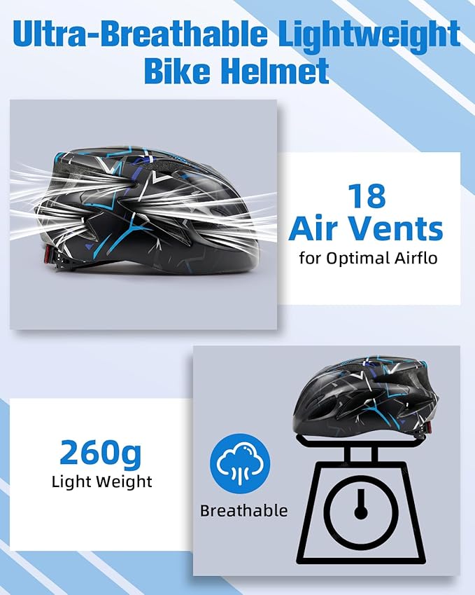 Zacro Adult Bike Helmet Lightweight for Men Women Comfort with Pads&Visor, Certified Bicycle Helmet for Adults Youth Mountain Road Biker