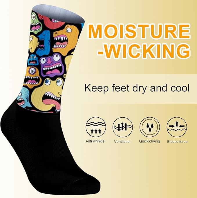 Cycling Socks Athletic Crew Socks Breathable Cushioned Compression Running Hiking Socks For Mens Womens