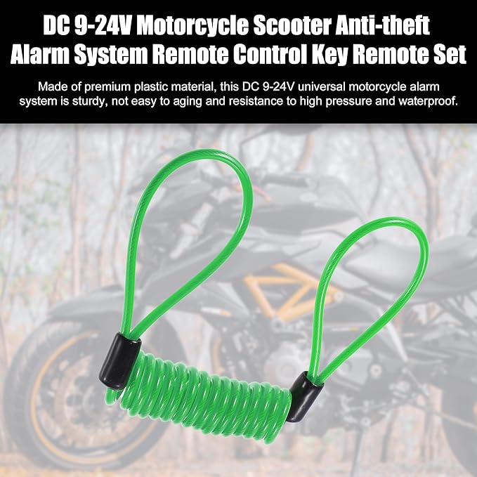 X AUTOHAUX Disk Brake Lock Motorcycle Alarm Disc Lock Security Reminder Cable Tool for Scooter Motorcycle Bike Brake Disc Green