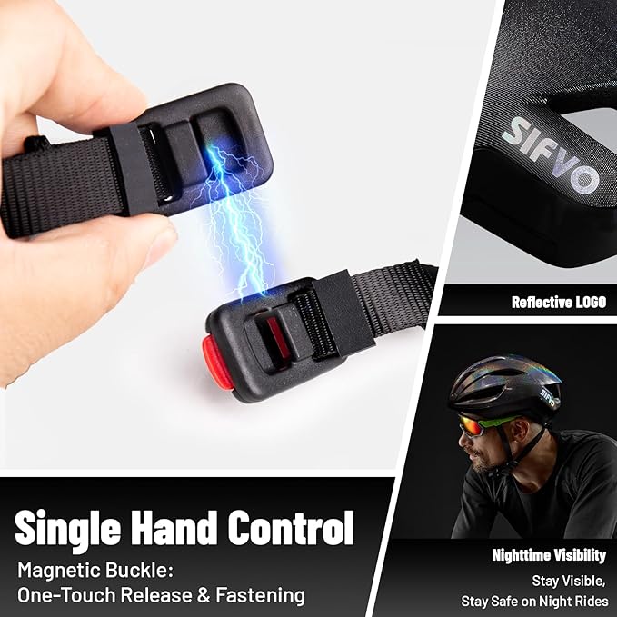 Adult Bike Helmet, SIFVO Road Bike Helmet Adjustable 55-58cm, Magnetic Buckle Lightweight Cycle Helmet for Men and Women Commuting Cycling Scooter Helmet