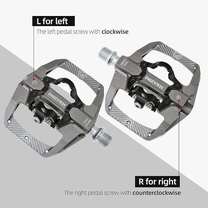 MZYRH Pedal,MTB Mountain Bike Pedals Compatible with Dual Function Sealed Clipless Aluminum 9/16" Bicycle Flat Platform with Cleats for Road, MTB