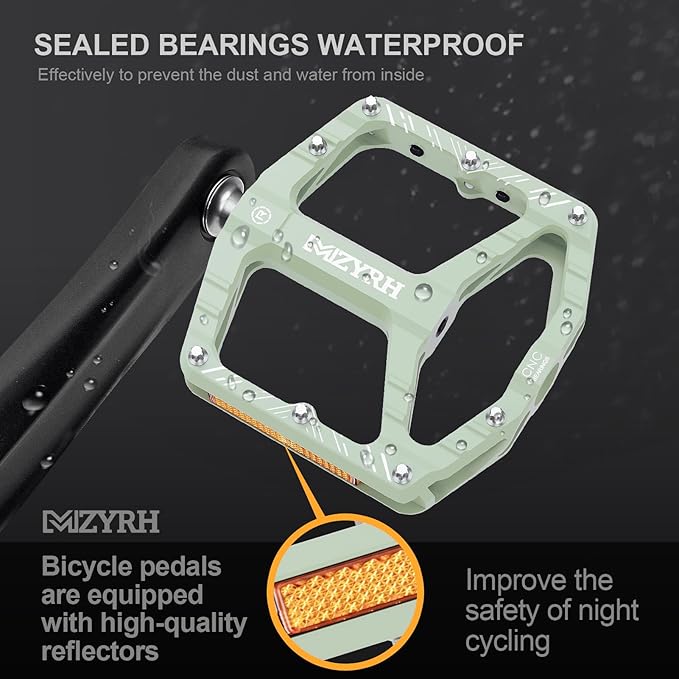 MZYRH Mountain Bike Pedals MTB Pedals,9/16" Non-Slip Lightweight Aluminum Alloy Bicycle Pedals for Road Mountain BMX MTB