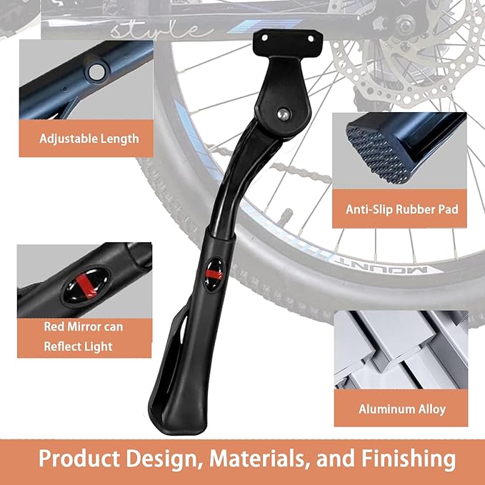 Bicycle Kickstand 24"-29", Adjustable Bicycle Kickstand Non-Slip Sole, Aluminum Alloy and Magnesium alloy Material for Mountain Bicycle E-bike
