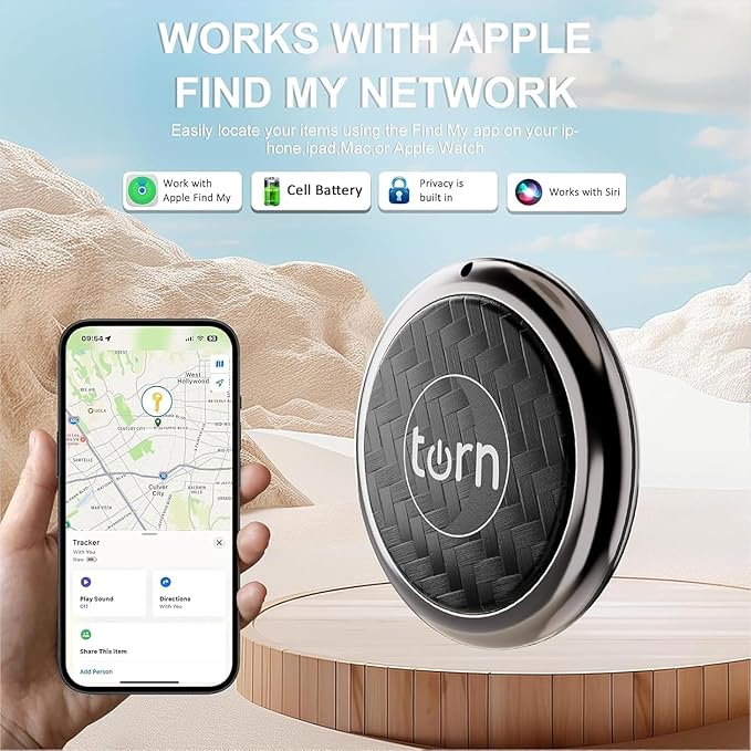 Tracker Tag Finders Work for Apple Find My (iOS Only) GPS Tracker Air Tags for Luggage Keys Backpack (Black&Coffee, 2Pack)