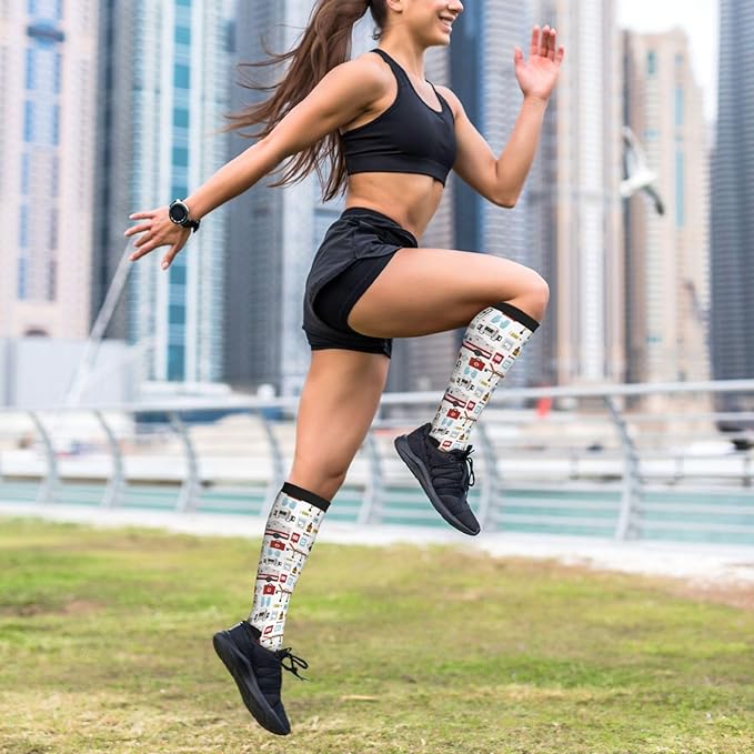 bassyil Compression Socks for Women & Men Circulation 15-20 mmHg Knee High Best Support for Nurses Travel Running Athletic