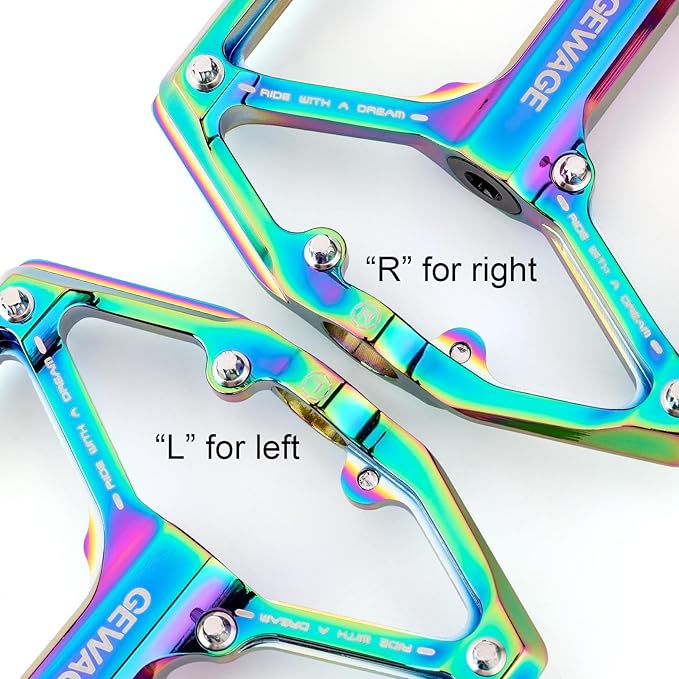 Road/Mountain Bike Pedals - 3 Bearings Bicycle Pedals - 9/16” CNC Machined Flat Pedals with Removable Anti-Skid Nails