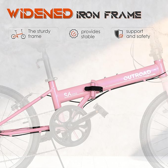 20 inch Folding Bike, 7-Speed Lightweight Foldable Bicycle,Compact Commuter City Bike with Adjustable Stem&Seat,Portable Collapsible Bike for Adults/Men/Women,White,Pink,Black,Blue