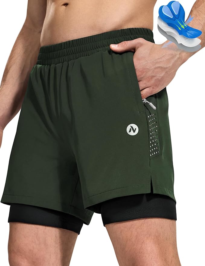 Nepest Men's Mountain Bike Shorts 4D Padded Cycling Bicycle Biker Riding Loose-fit Gel Padding MTB Shorts Zipper Pockets