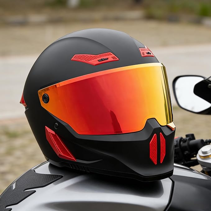 Motorcycle Helmets for Adult Men Women,Full Face Motorcycle Helmet,MG666 DOT Approved Motorbike Racing Street Bike Helmets with Two Visors