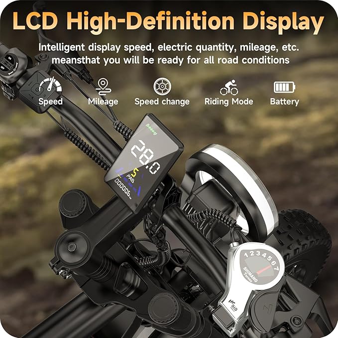 Electric Dirt Bike for Adults - Peak 1500W/3000W Electric Bikes, 48V/52V 15.6Ah/25Ah/40Ah, 50-100 Mile Range(PAS Mode), 16/20 Inch All-Terrain Fat Tire Motorcycle