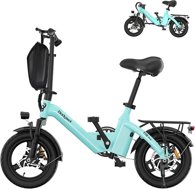 Bodywel Electric Bike for Adults, 14"/16''/20'' Ebike for Commuting, 750W/1500W Peak Motor Electric Bicycles, Foldable EBikes for Adults and Teens