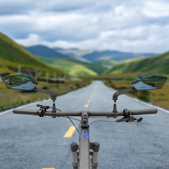 Bike Mirror | 360° Rotatable & Foldable | Blu-ray Scratch Resistant Glass Lens | Ebike Accessories, Bike Mirror Handlebar Mount, Bicycle Mirrors