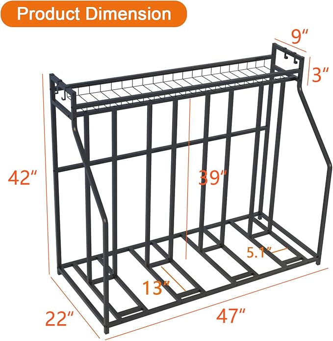 Stand Bike Racks for Garage, 4 Bike Stand Rack with Storage Basket, Metal Floor Bike Parking, Garage Organizer Suitable for Mountain, Hybrid, Adult and Kids Bikes