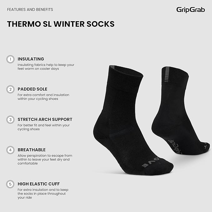 GripGrab Thermo SL Single & Multipack Winter Cycling Socks High Cut Thermal Breathable Tall Cold Weather Bike Sock