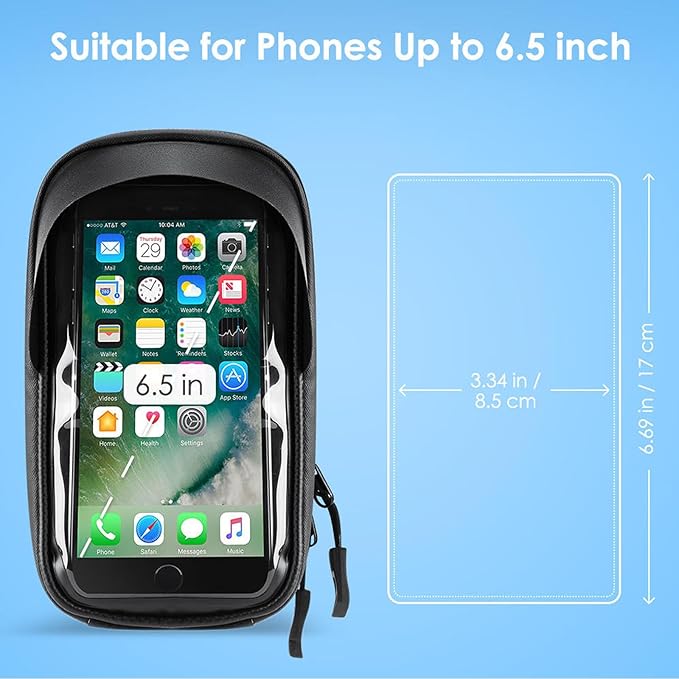 UNICOLD Waterproof Bicycle Storage Bags Reflective Phone Mount Top Tube Bag Bike Phone Case Holder Accessories Cycling Pouch Compatible with iPhone 15,14, 13, 12, Samsung Galaxy Ultra phones Fit 6.5”