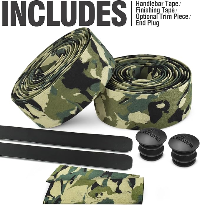 MARQUE Road Bike Handlebar Tape - Road Cycling Bicycle Handle Bar Wrap for Drop Bars with End Plugs - 2PCS per Set