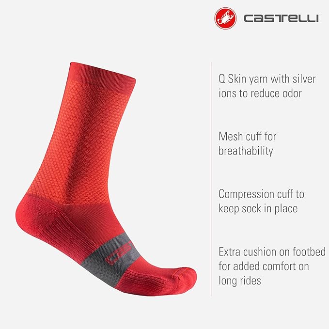 CASTELLI Espresso 15 Sock, Performance Cycling Apparel Sock with Arch Support & Cushion Pad
