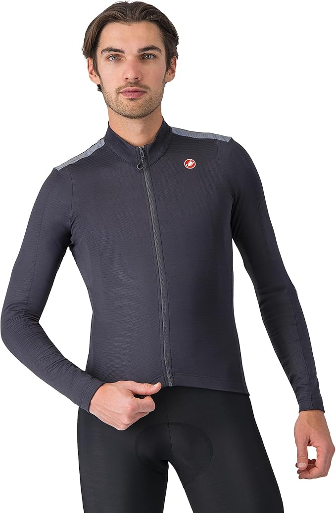 CASTELLI Men’s Puro 4 Jersey, Long Sleeve Mid-Weight Reflective Cycle Apparel for Early Morning Cool Road Cycling & Biking
