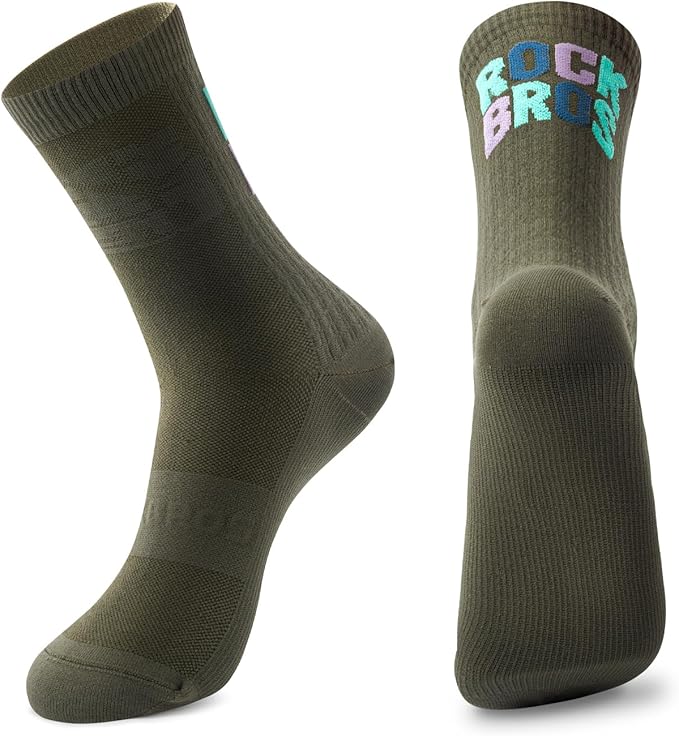 ROCKBROS Cycling Socks,Crew Length Bike Socks,Shock-Absorbing & Non-Slip,4-Season Versatilefor Men Women