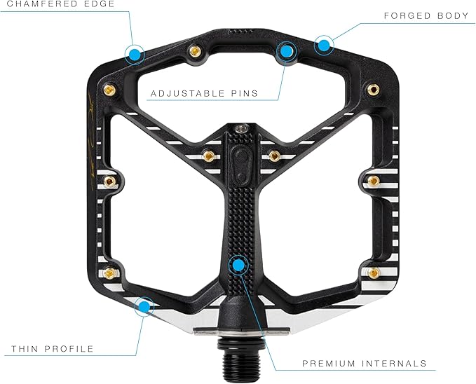 Crankbrothers Stamp Flat MTB Pedals - Size-Specific, Lightweight, Versatile, Durable Bike Pedals