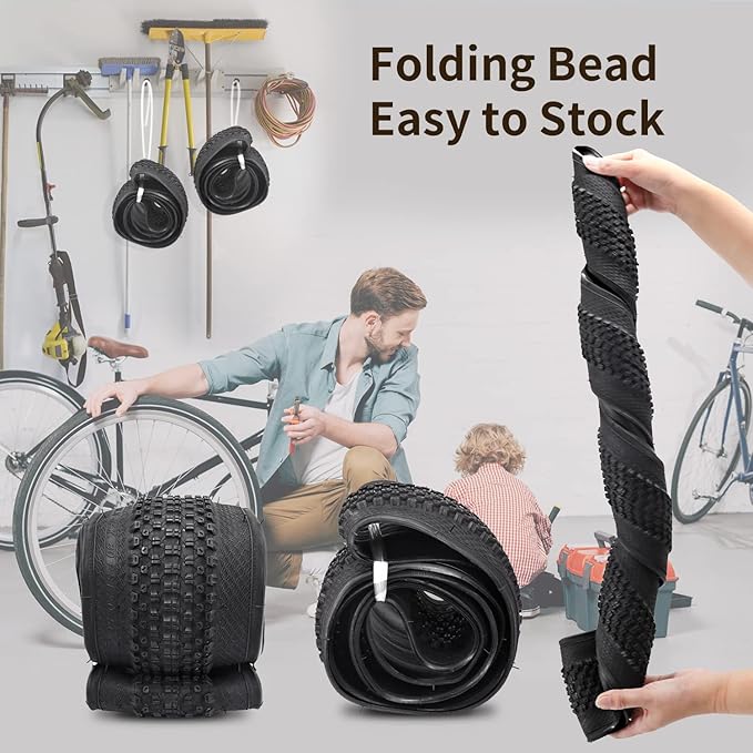 SIMEIQI Bike Tires 26x1.95 Inch Bike Tire for Mountain Foldable Replacement Bicycle Tire