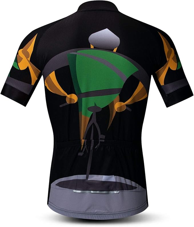Men Cycling Jersey Skull Bike Short Sleeve Tops Quick-Dry Reflective 3-Pockets S-3XL