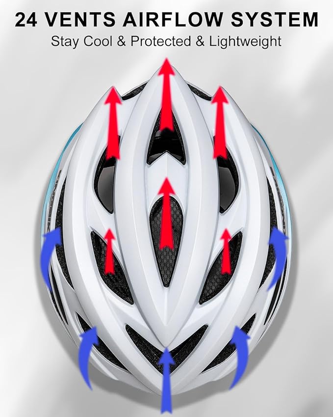 KINGBIKE Bike Helmet for Adult Men Women Youth Road Commute Mountain Cycling Helmets with USB Rechargeable Light Replaceable Padding and Visors Lightweight 20.4-23.6in