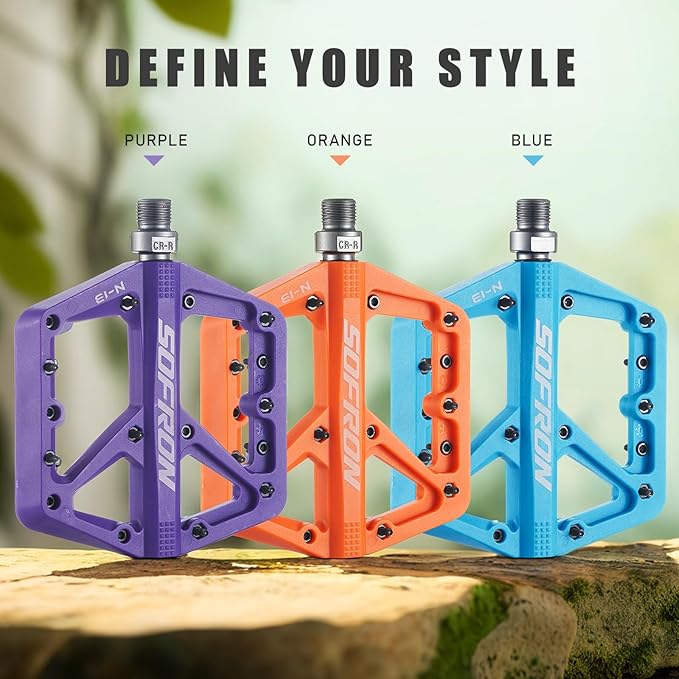 Nylon Bike Pedals, Lightweight Mountain Bicycle Pedals for BMX/Road Bikes, Lightweight, Non-Slip, Perfect for Mountain & Road Biking
