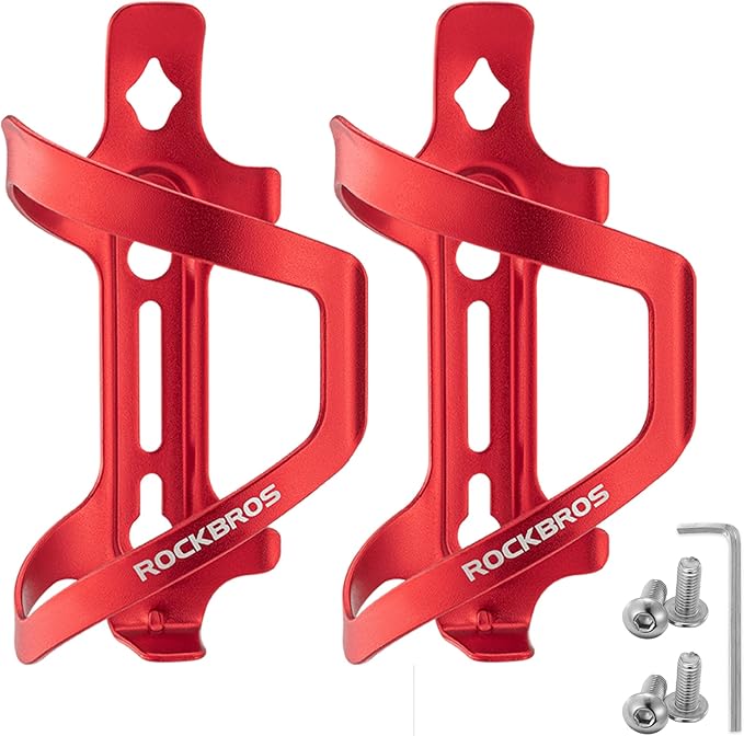 ROCKBROS Bike Water Bottle Holder Cage Aluminum Alloy Bicycle Water Bottle Cage Brackets Bike Cup Holder for Road Mountain Bikes Red
