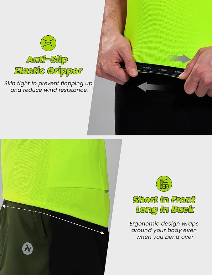 Nepest Cycling Jersey Men Short Sleeve Bike Shirts with 4 Rear Pockets Moisture Wicking Half Zip Road & Mountain Biking