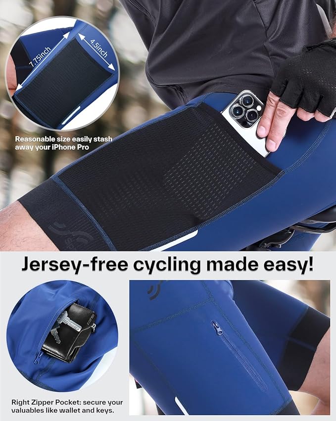 Sportneer Padded Bike Shorts for Men - 4D Padding Mens Bicycle Cycling Biking Clothing Shorts, Breathable and Absorbent