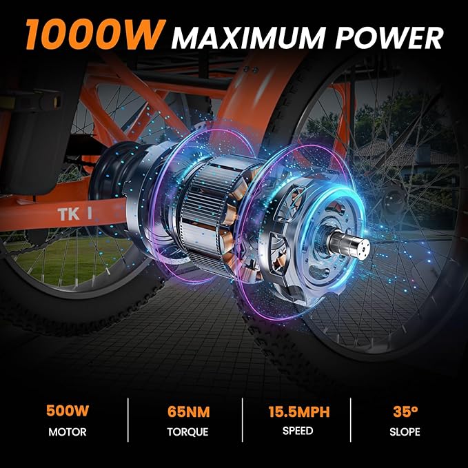 MOPHOTO Electric Tricycles for Adults, 3 Wheel E-Bike with 350W–750W Motor, Folding or Cruiser Frame, Multiple Speeds and Tire Sizes