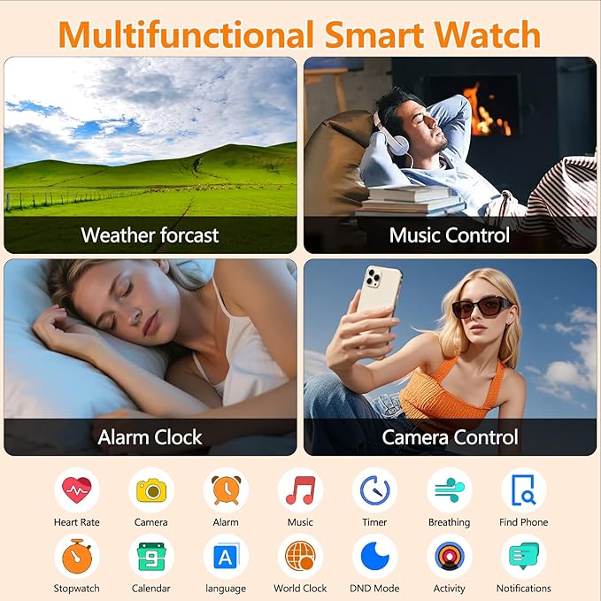 Smart Watch for Women Men with Text and Call, Smartwatches with Heart Rate/SpO2/Sleep/Stress Monitor, 100+ Sports Modes, Fitness Watches Compatible with iOS/Android (Pink, 1.96")