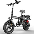 Tomofree T0 Electric Bike for Adults and Teens with 750W Peak Motor, 14" Commuter E-Bike, 24MPH, 40 Miles PAS Range, Folding Ebike with Full Suspension and Removable 48V 20AH Battery (T0)