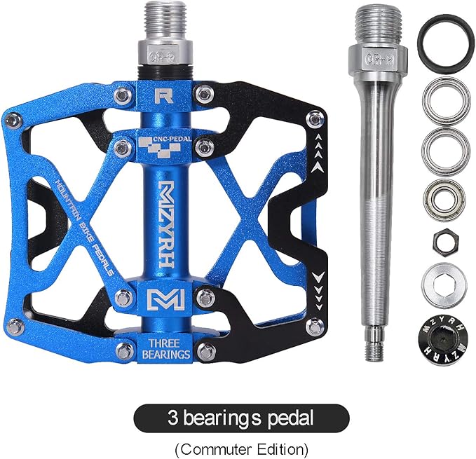 MZYRH Mountain Bike Pedals, Ultra Strong Colorful CNC Machined 9/16" Cycling Sealed 3 Bearing Pedals
