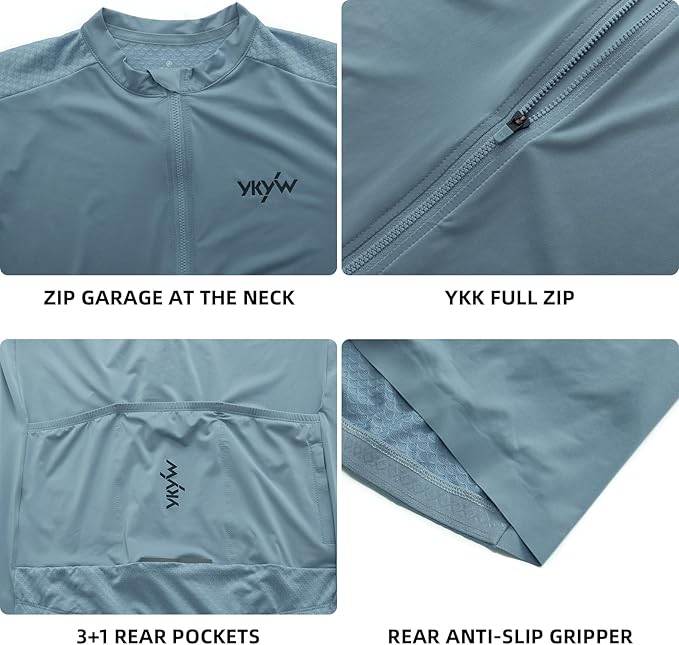 YKYWBIKE Cycling Jersey Men Long Sleeves Bike Jersey with Pockets Biking Shirts for Men Cycling Breathable MTB Biker Shirts