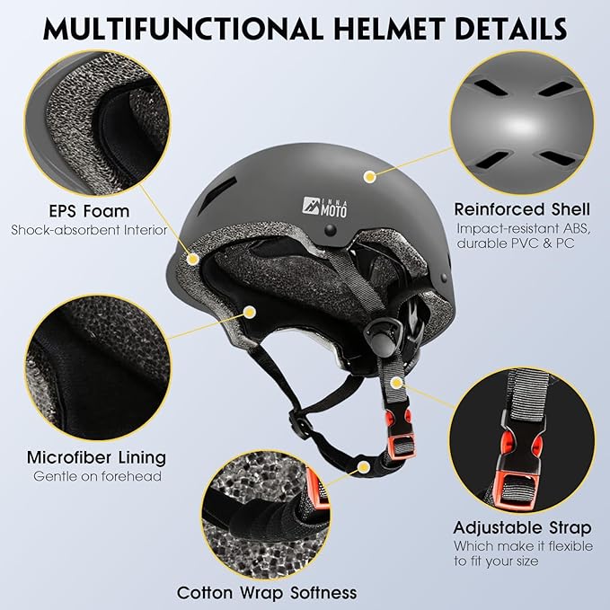 Skateboard Helmet for Adults - Adjustable Certified Safety Adults Helmet for Skateboarding Bike Bicycle Scooter Cycling Skate Skating Multisport Helmets for Women Men Boys Girls Kids Youth