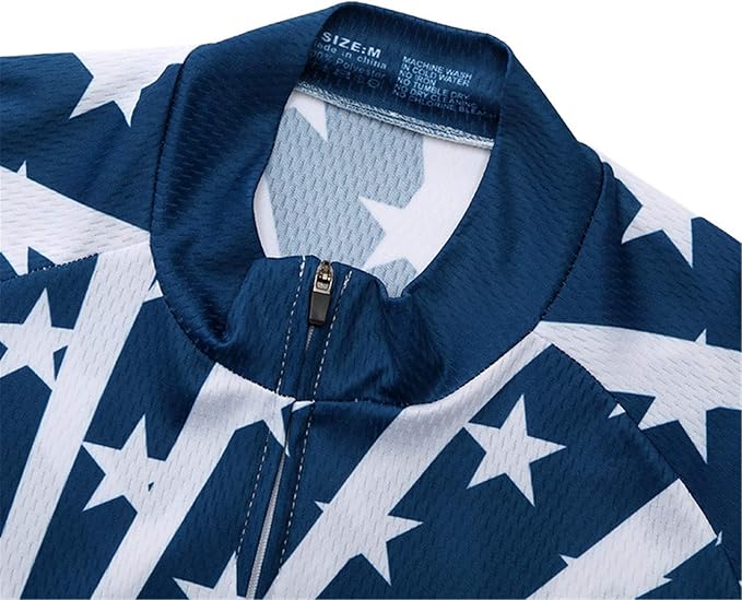 JPOJPO USA Cycling Jersey Men Short Sleeve Bike Shirts Biking Jersey Summer American Bicycle Tops with 3 Pockets Reflective