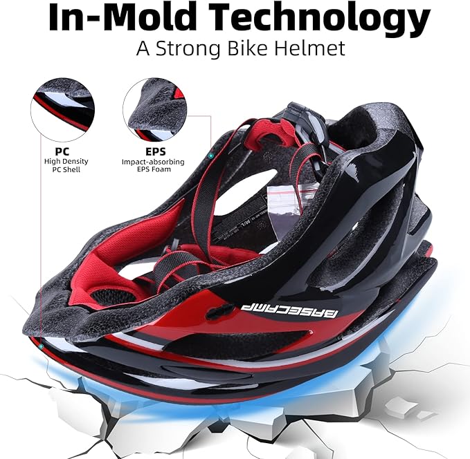 Basecamp Bike Helmet for Women Men with LED Safety Light Removable Sun Visor Lightweight Bicycle Helmet Adjustable Breathable Mountain & Road Cycling Helmets for Adult