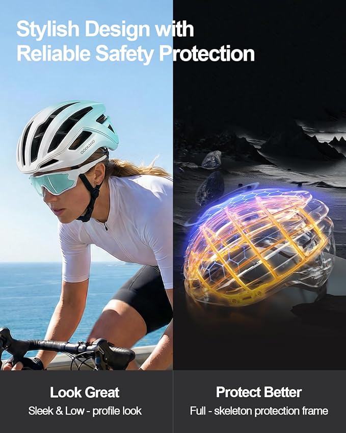 Odoland Adult Bike Helmet - Super Ventilation & Impact-Resistant Frame, Adjustable Dial System Lightweight Bicycle Helmet for Mountain, Commuting, Road Cycling