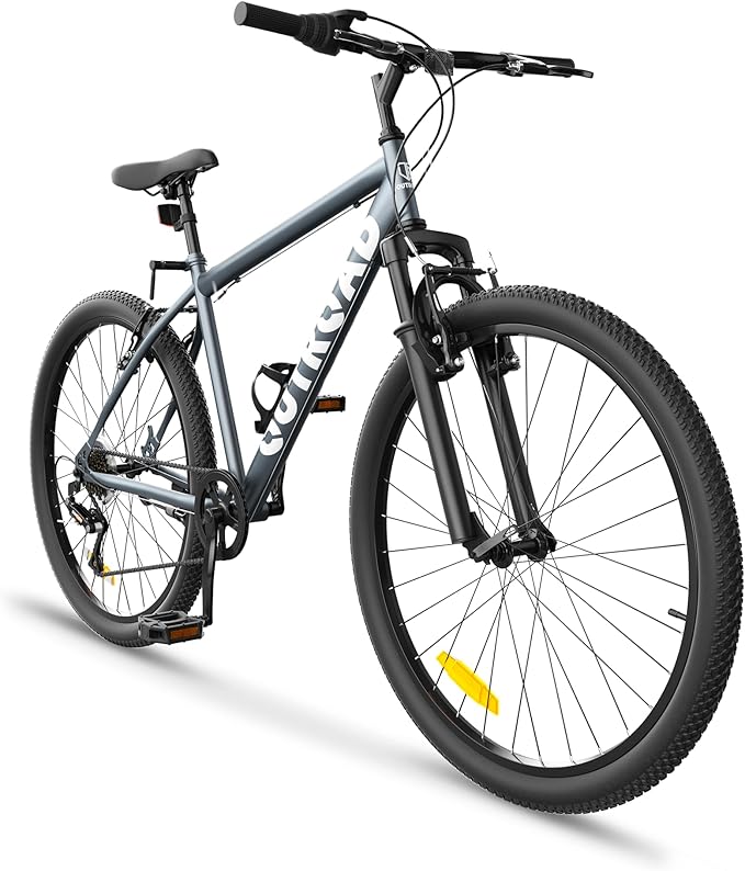 Betterland 26 Inch Mountain Bike, 7-Speed Adult Bike with Dual V Brakes, Outdoor Cycling Bike with High Carbon Steel Frame and Front Suspension, Adjustable Ergonomic Seat for Bicycle
