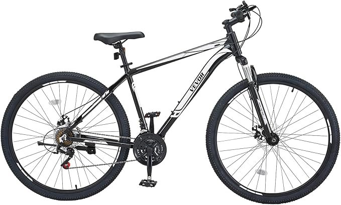 VEVOR Mountain Bike for Men/Women, 20"/26"/29" Sizes, 7/21/24 Speed Twist Shifting, Front or Dual Suspension, Dual Disc Brakes, Comfort Saddle, Sleek Colors