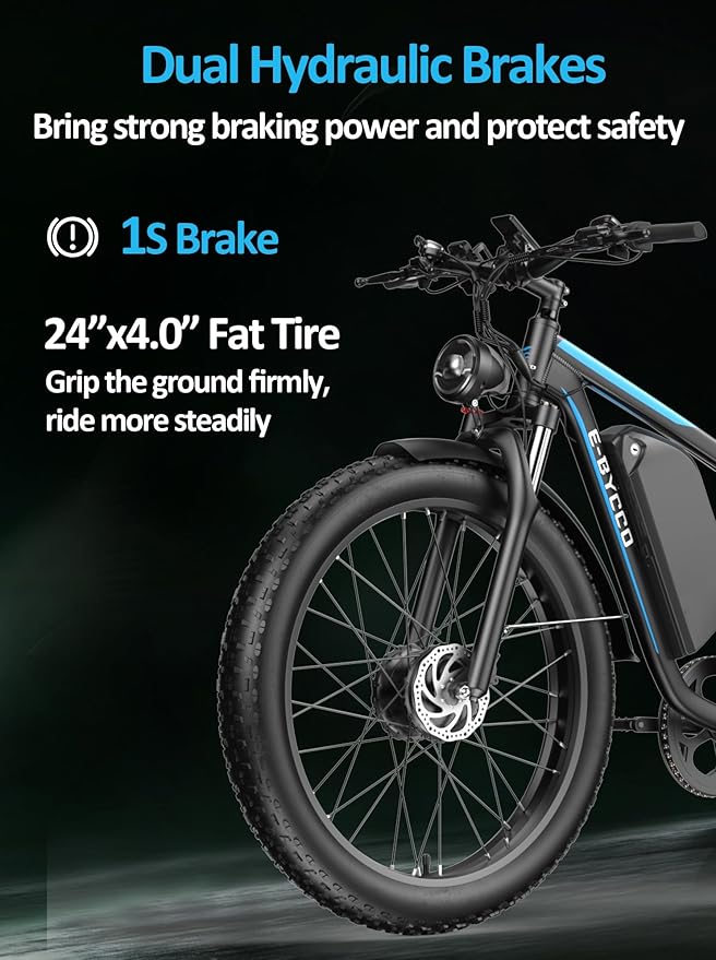 6000W Electric Bike for Adults, 52V 32AH Dual Motor E-Bike, Up to 100Mile & 45MPH All-Terrain Fat Tires Full Suspension 24/26 Inch Electric Bicycles Hydraulic Disc Brake for Road UL2849 by SGS